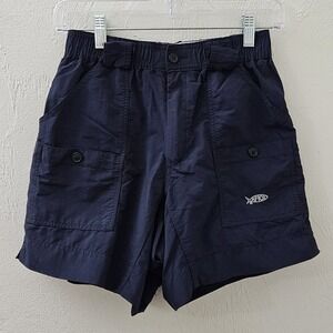 Aftco Shorts Mens Size 28 Navy Cargo Utility Tactical Fishing Tackle Beach 5.5"